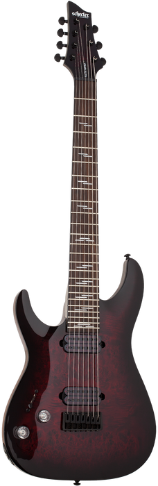 Schecter Omen Elite-7 Left-Handed Electric Guitar - Black Cherry Burst
