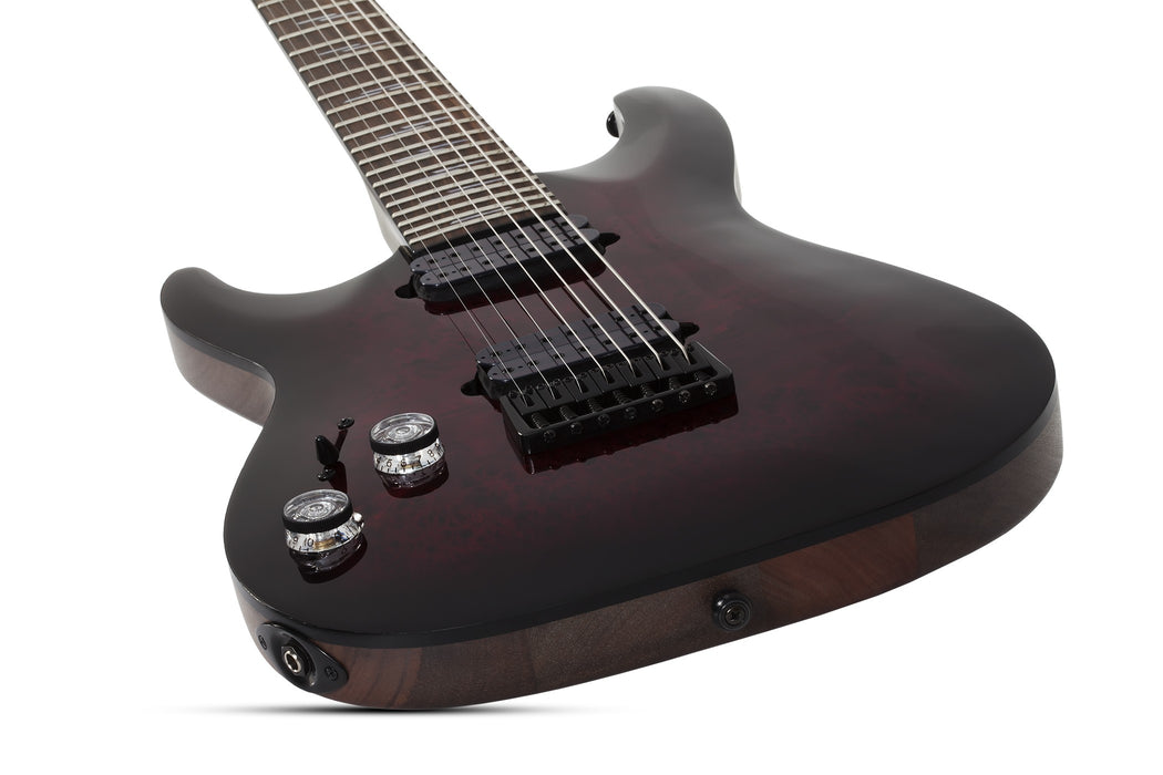 Schecter Omen Elite-7 Left-Handed Electric Guitar - Black Cherry Burst