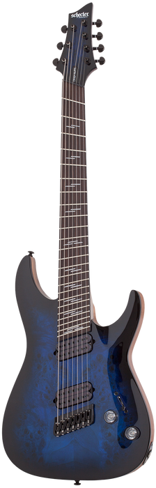 Schecter Omen Elite-7 MS Electric Guitar - See-Thru Blue Burst