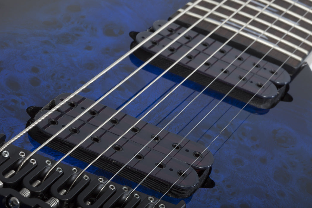 Schecter Omen Elite-7 MS Electric Guitar - See-Thru Blue Burst