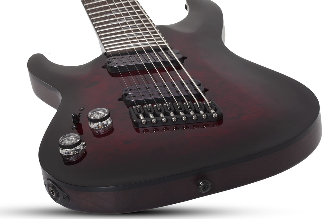 Schecter Omen Elite-8 MS Left-Handed Electric Guitar - Black Cherry Burst