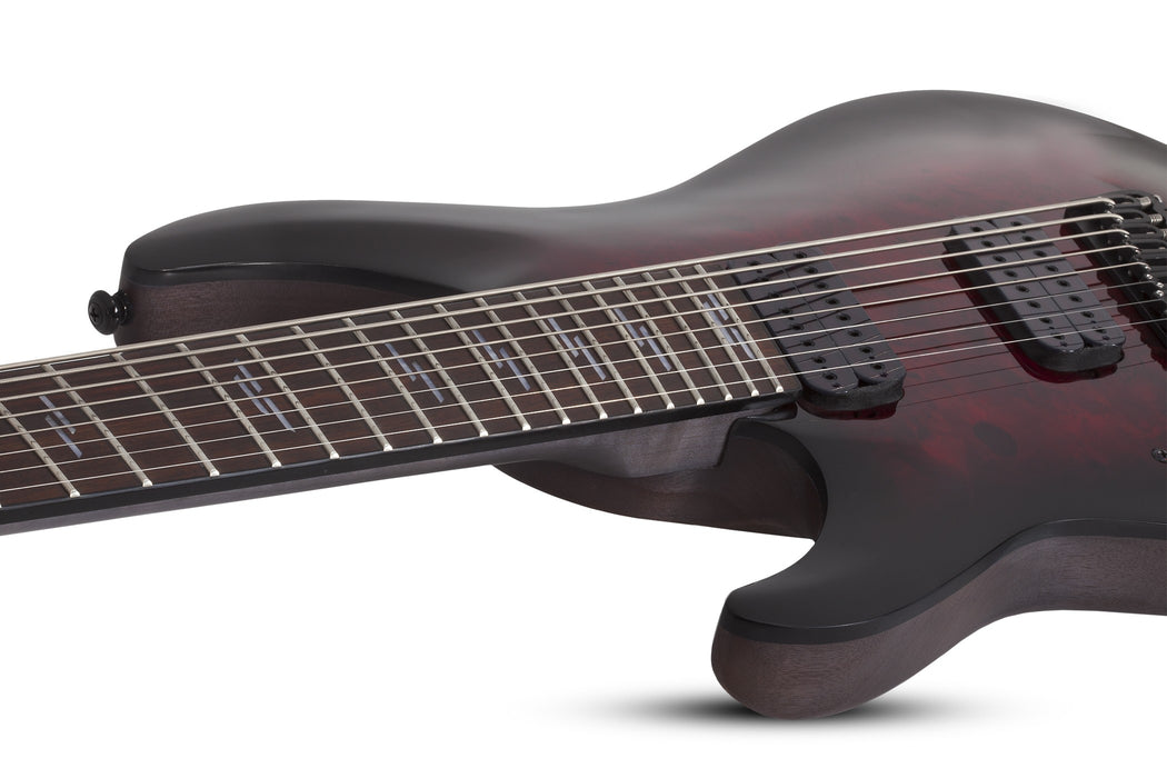 Schecter Omen Elite-8 MS Left-Handed Electric Guitar - Black Cherry Burst