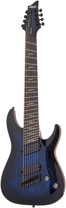 Schecter Omen Elite-8 MS Electric Guitar - See-Thru Blue Burst