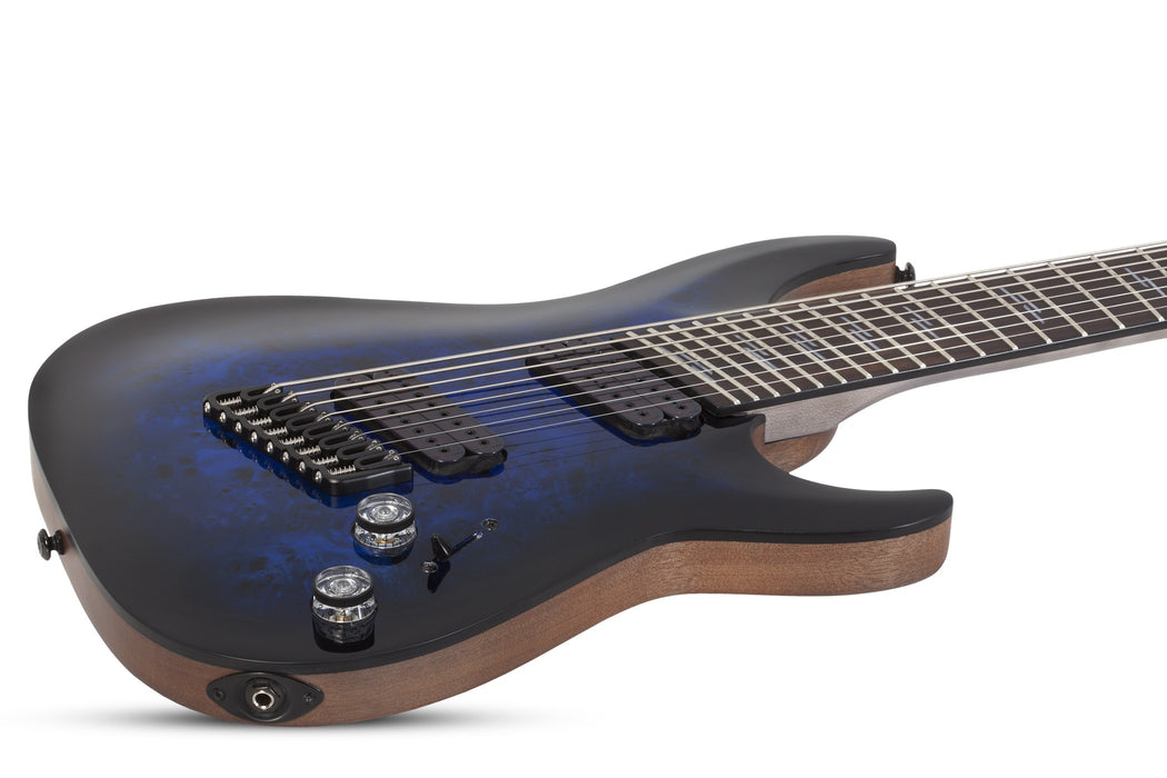 Schecter Omen Elite-8 MS Electric Guitar - See-Thru Blue Burst
