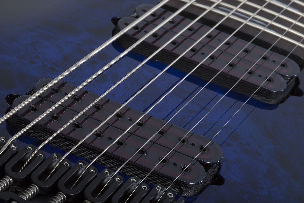 Schecter Omen Elite-8 MS Electric Guitar - See-Thru Blue Burst