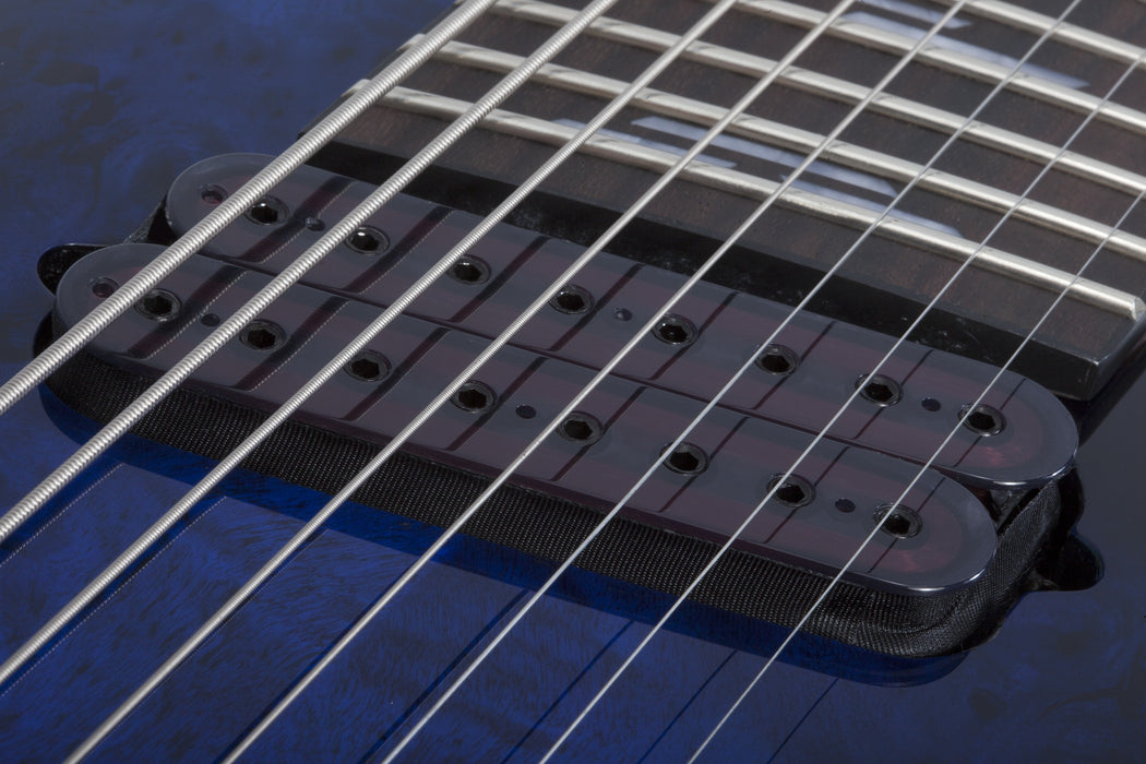Schecter Omen Elite-8 MS Electric Guitar - See-Thru Blue Burst