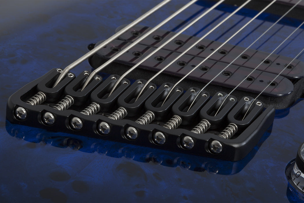 Schecter Omen Elite-8 MS Electric Guitar - See-Thru Blue Burst