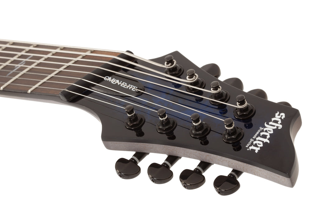 Schecter Omen Elite-8 MS Electric Guitar - See-Thru Blue Burst