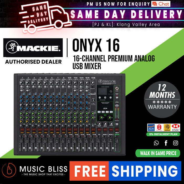 Mackie Onyx16 16-channel Analog Mixer with Multitrack USB - Music Bliss Malaysia