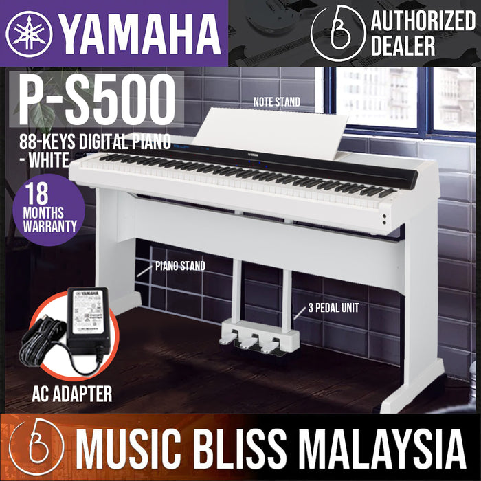 Yamaha P-S500 88-Keys Digital Piano with Original Adapter - White
