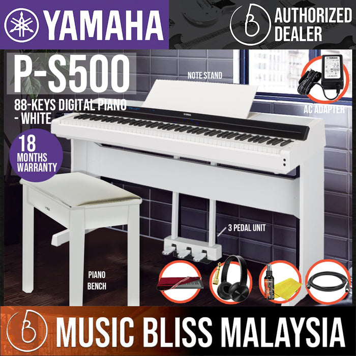 Yamaha P-S500 88-Keys Digital Piano with Original Adapter - White