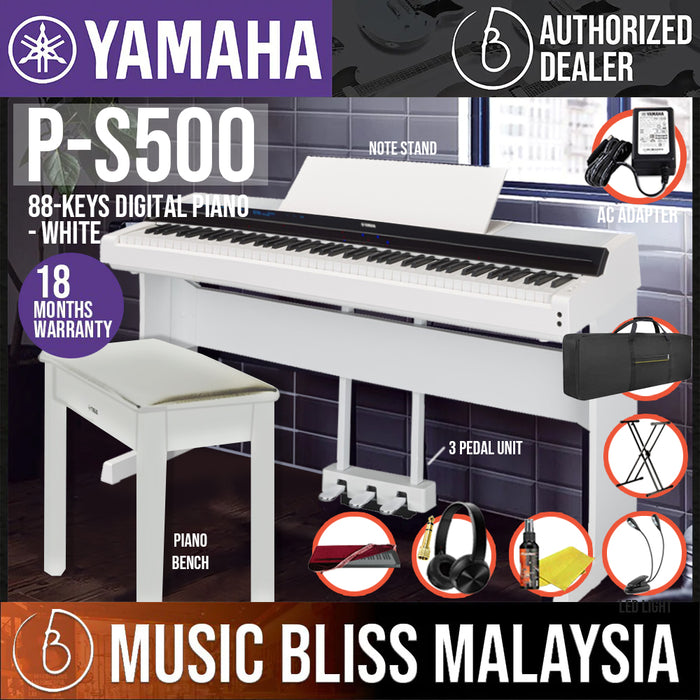Yamaha P-S500 88-Keys Digital Piano with Original Adapter - White