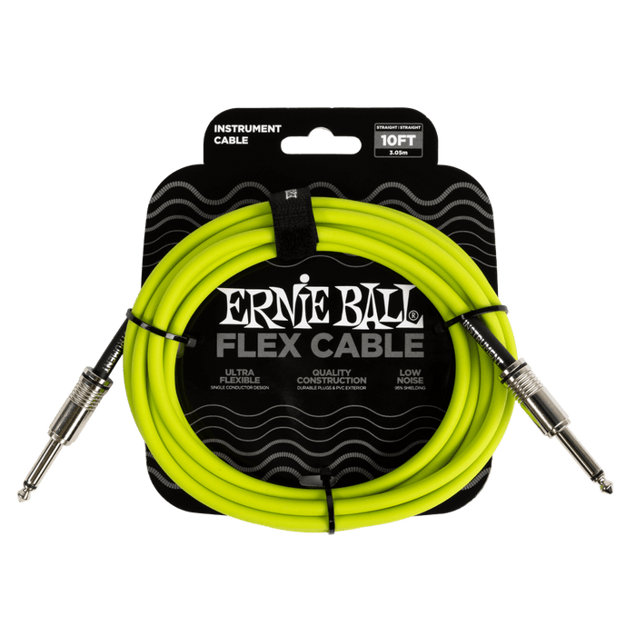 Ernie Ball 6414 10' Flex Instument Cable Straight 1/4 to 1/4 - Green
