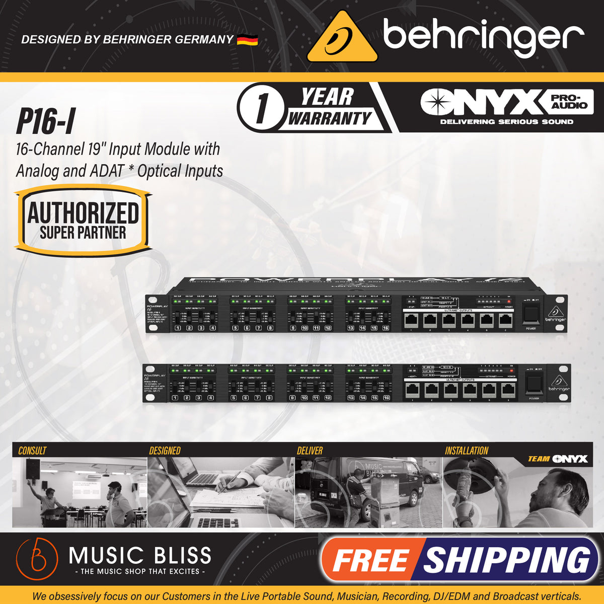 新品P16-I POWERPLAY BEHRINGER 16-I 16チャンネル Behringer P16-I PowerPLAY 16-Channel 19-Inch Input Module with