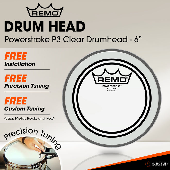 Remo Powerstroke P3 Clear Drumhead - 6" [Free In-Store Installation]