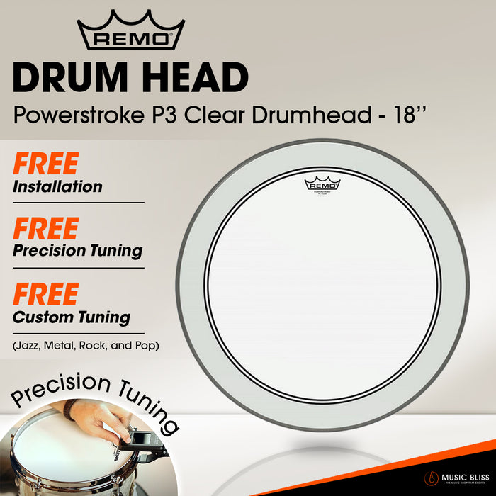 Remo Powerstroke P3 Clear Drumhead - 18'' [Free In-Store Installation]