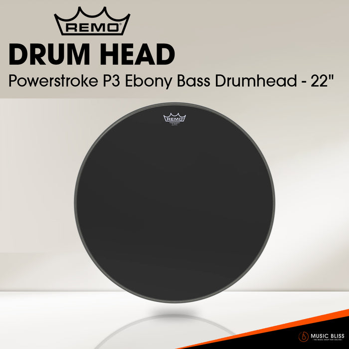 Remo Powerstroke P3 Ebony Bass Drumhead - 22"
