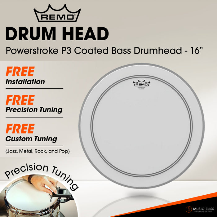 Remo Powerstroke P3 Coated Bass Drumhead - 16" [Free In-Store Installation]