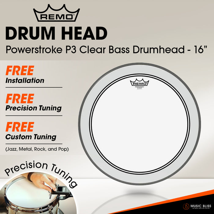 Remo Powerstroke P3 Clear Bass Drumhead - 16" [Free In-Store Installation]