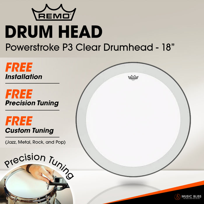 Remo Powerstroke P3 Clear Drumhead - 18" [Free In-Store Installation]