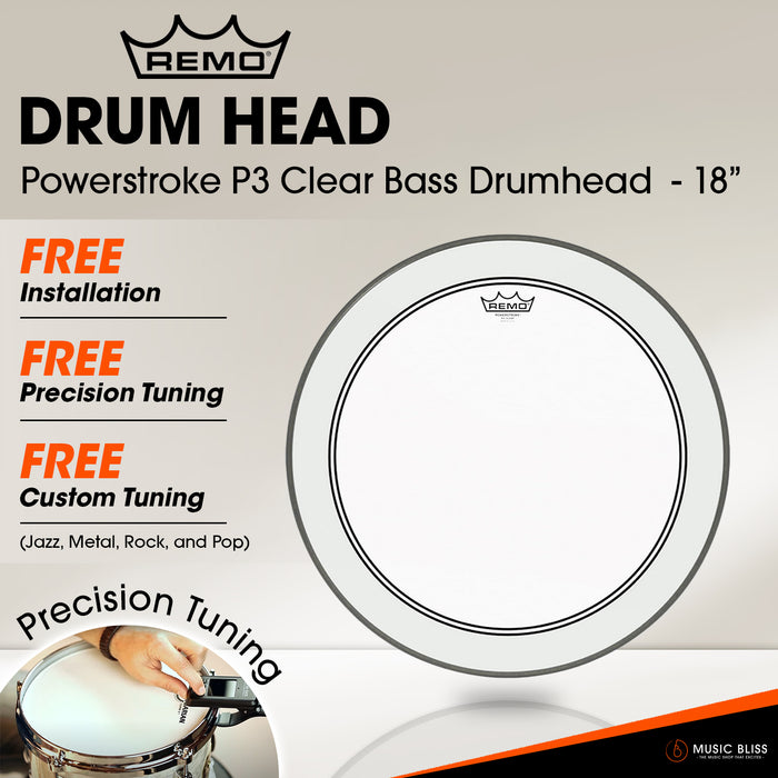 Remo Powerstroke P3 Clear Bass Drumhead  - 18" [Free In-Store Installation]