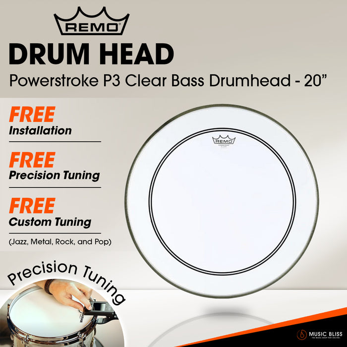 Remo Powerstroke P3 Clear Bass Drumhead - 20" [Free In-Store Installation]