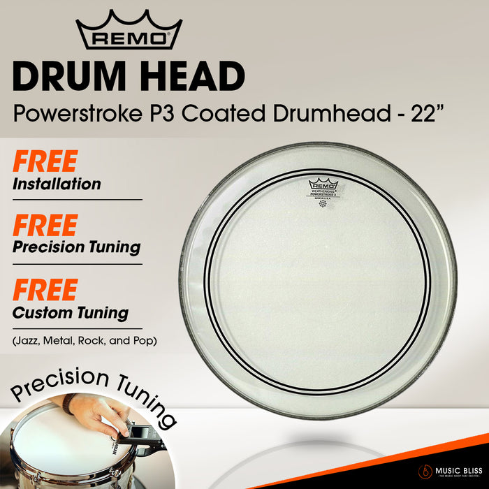 Remo Powerstroke P3 Coated Drumhead - 22" [Free In-Store Installation]