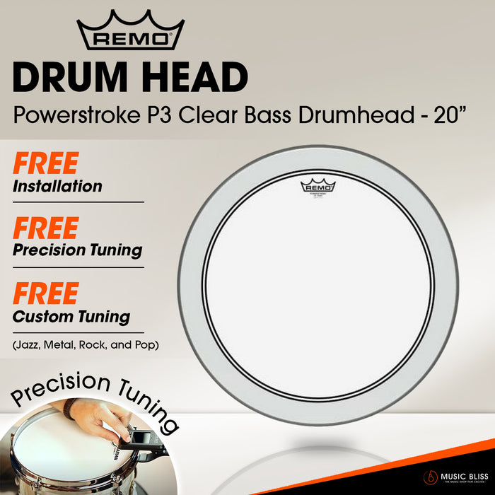 Remo Powerstroke P3 Clear Bass Drumhead - 20"  [Free In-Store Installation]