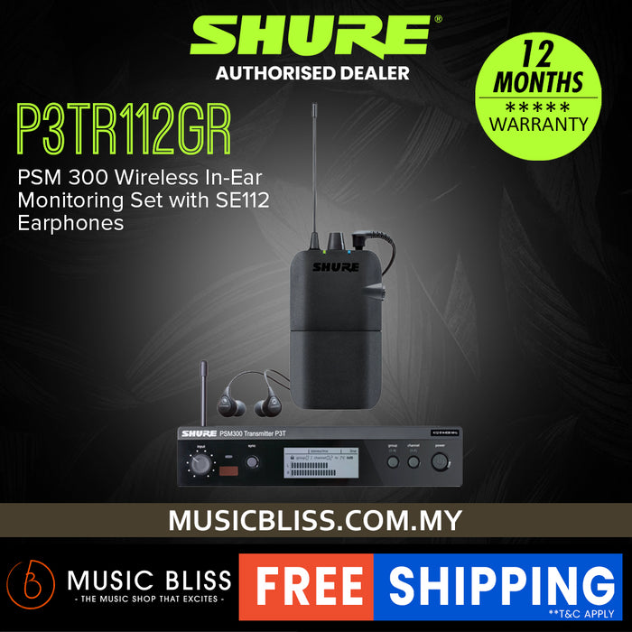 Shure P3TR112GR Wireless In-ear Monitor System with Gator G-IN EAR SYSTEM ''In Ear'' Monitoring System Bag
