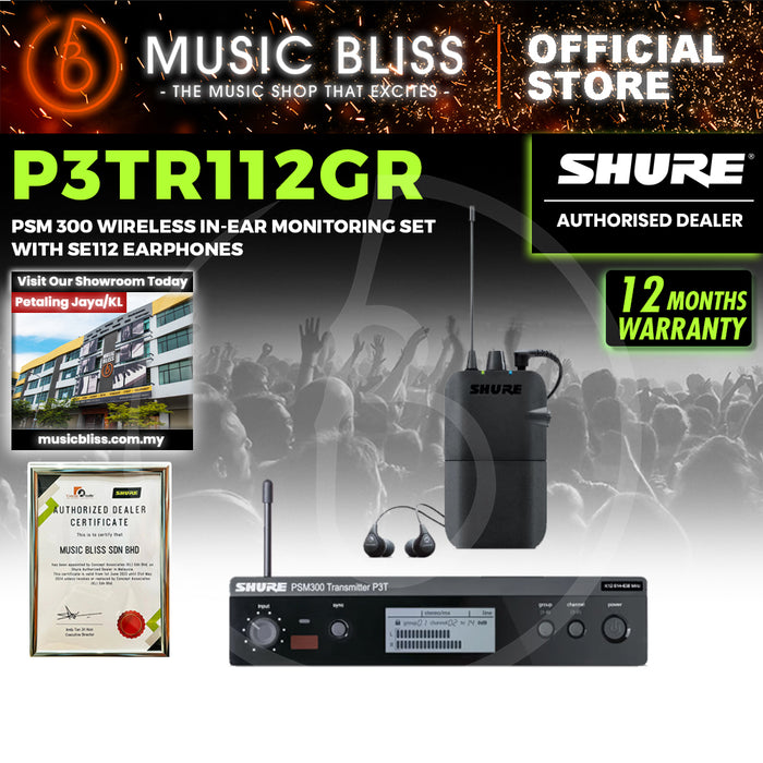 Shure P3TR112GR Wireless In-ear Monitor System with Gator G-IN EAR SYSTEM ''In Ear'' Monitoring System Bag
