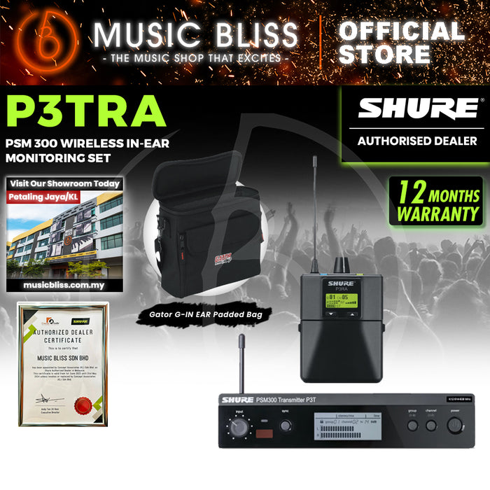Shure P3TRA PSM 300 Wireless In-Ear Monitoring Set with Gator G-IN EAR SYSTEM ''In Ear'' Monitoring System Bag