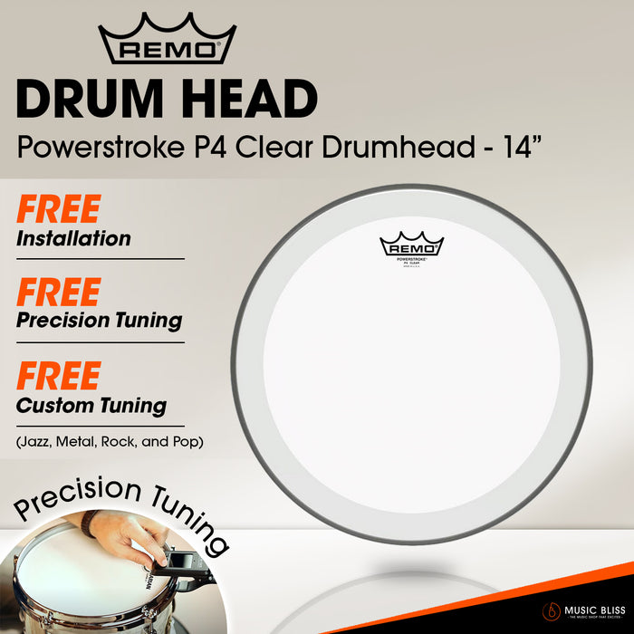 Remo Powerstroke P4 Clear Drumhead (Available in sizes 8"-18") [Free In-Store Installation]