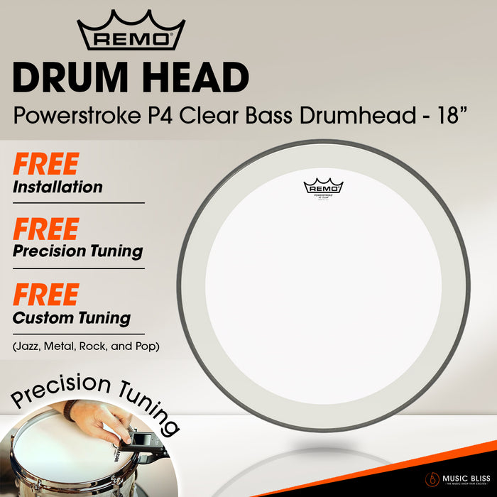 Remo Powerstroke P4 Clear Bass Drumhead - 18" [Free In-Store Installation]