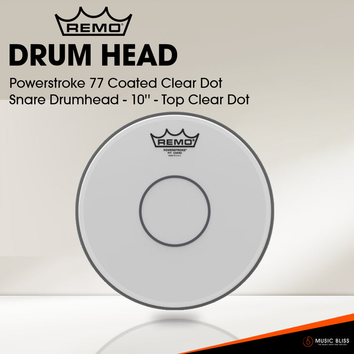 Remo Powerstroke 77 Coated Clear Dot Snare Drumhead - 10'' - Top Clear Dot