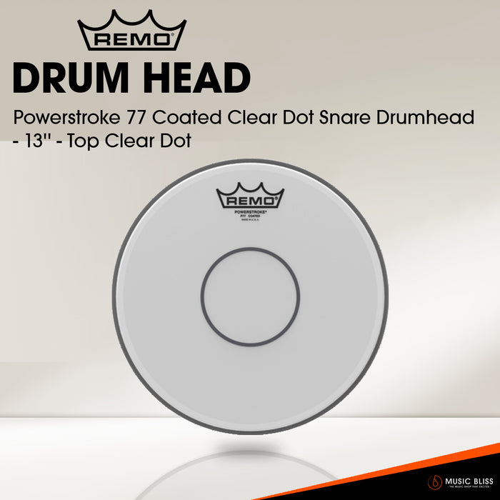 Remo Powerstroke 77 Coated Clear Dot Snare Drumhead - 13'' - Top Clear Dot