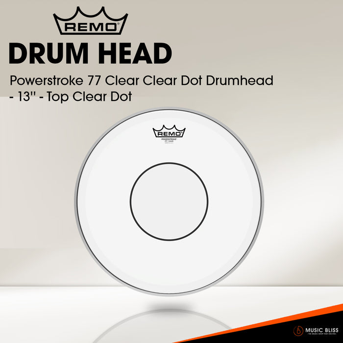 Remo Powerstroke 77 Clear Clear Dot Drumhead - 13'' - Top Clear Dot