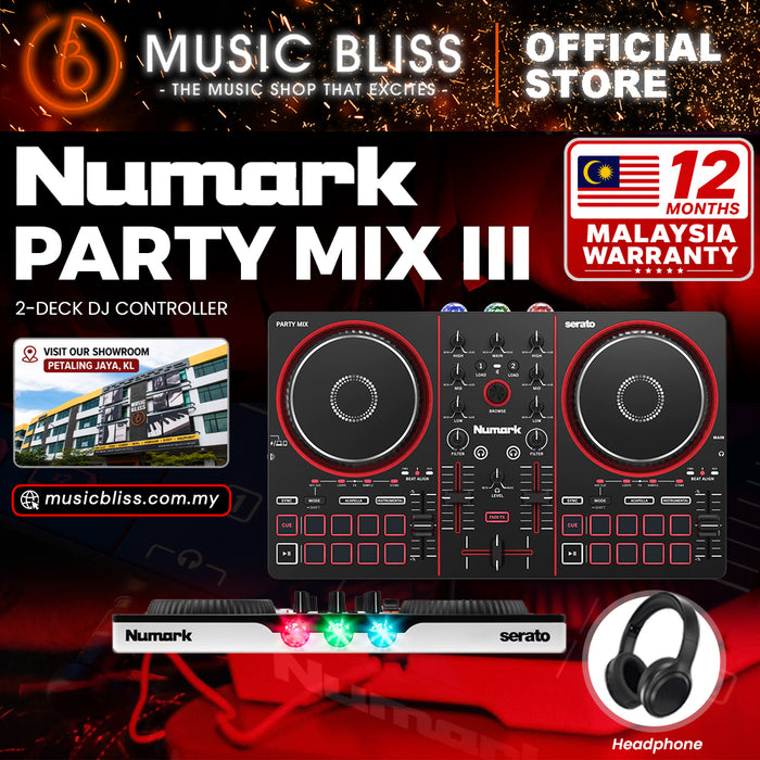 Numark Party Mix III DJ Controller with Built-In LED Light Show, Bluetooth MIDI & Serato DJ Support