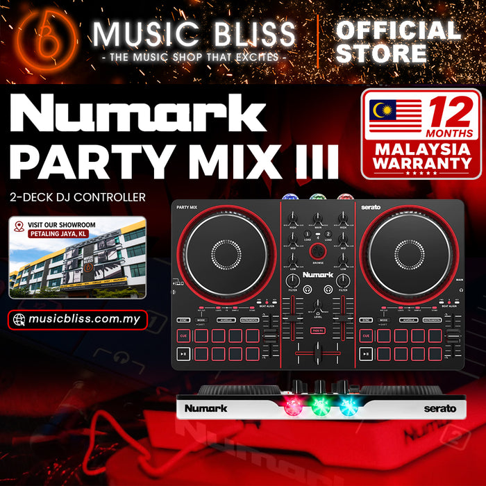 Numark Party Mix III DJ Controller with Built-In LED Light Show, Bluetooth MIDI & Serato DJ Support