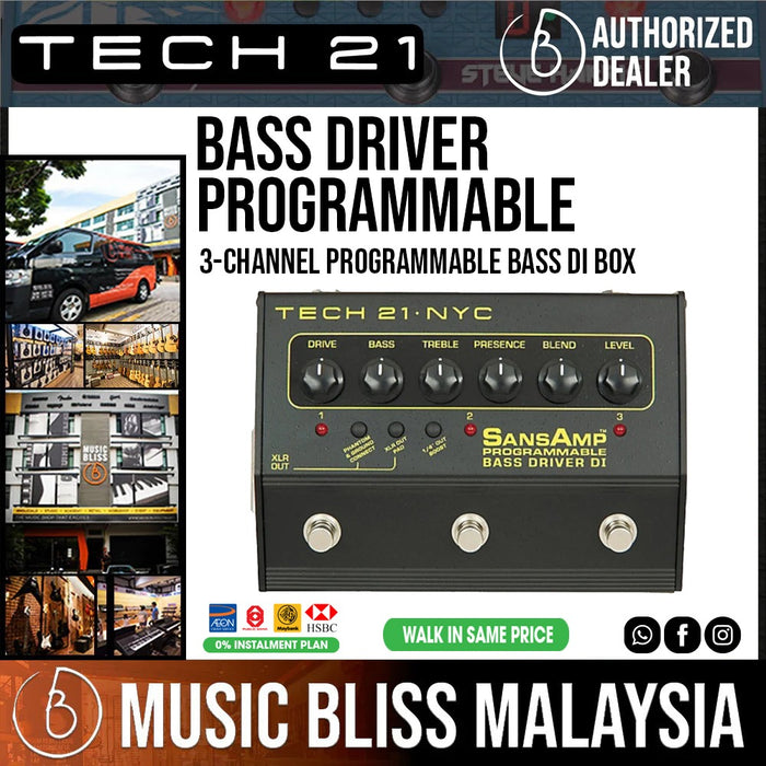 Tech 21 SansAmp 3-Channel Programmable Bass Driver DI Effects Pedal - Music Bliss Malaysia