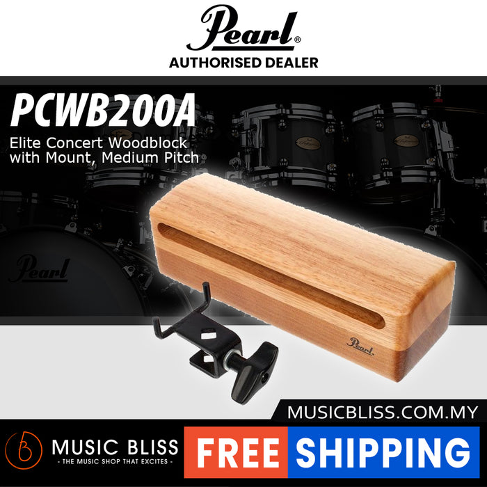Pearl PCWB200A Elite Concert Woodblock with Mount, Medium Pitch