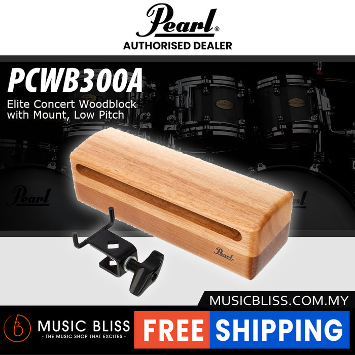 Pearl PCWB300A Elite Concert Woodblock with Mount, Low Pitch