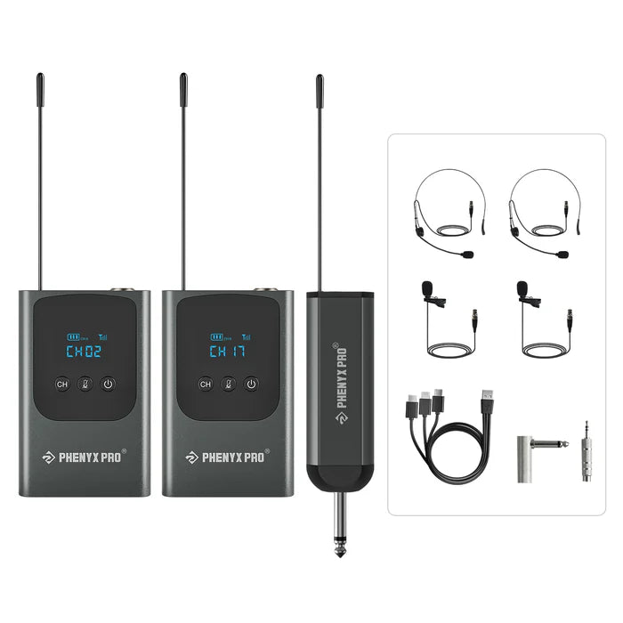 Phenyx Pro PDP-2-2B(900) Dual Digital Portable Wireless Microphone System (2 Bodypack)