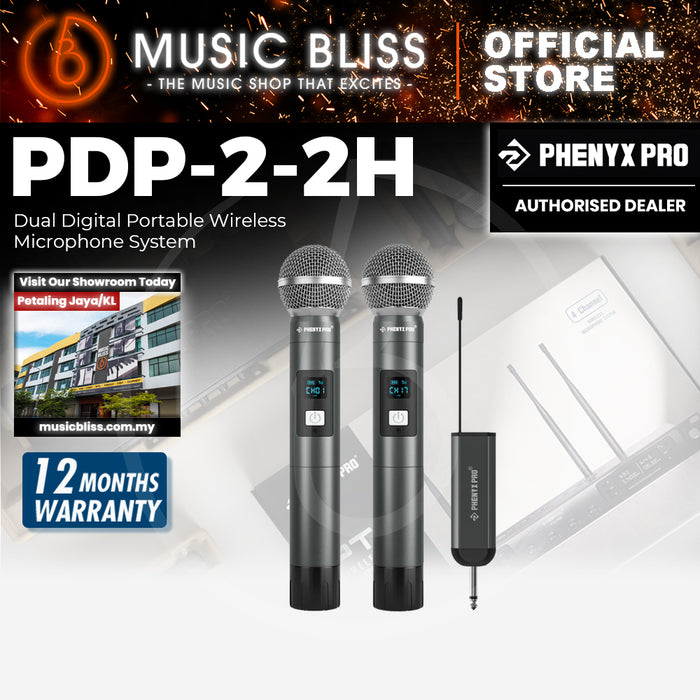 Phenyx Pro PDP-2-2H Dual Digital Portable Wireless Microphone System - 900MHz