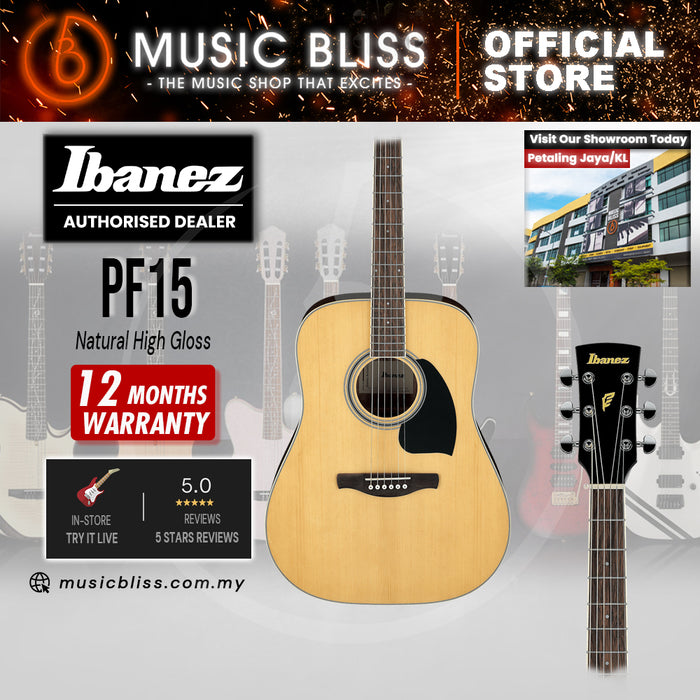 Ibanez PF15 Dreadnought Acoustic Guitar - Natural High Gloss