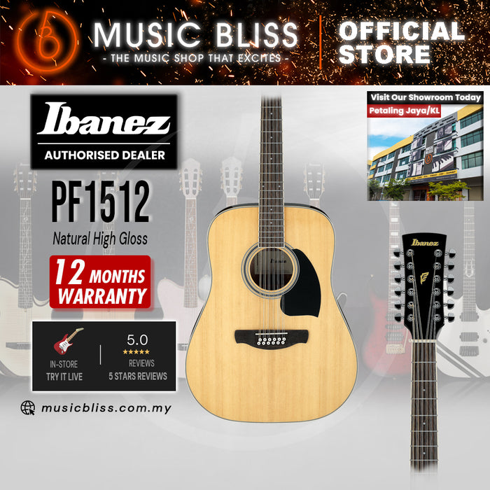 Ibanez PF1512 12-String Acoustic Guitar - Natural High Gloss