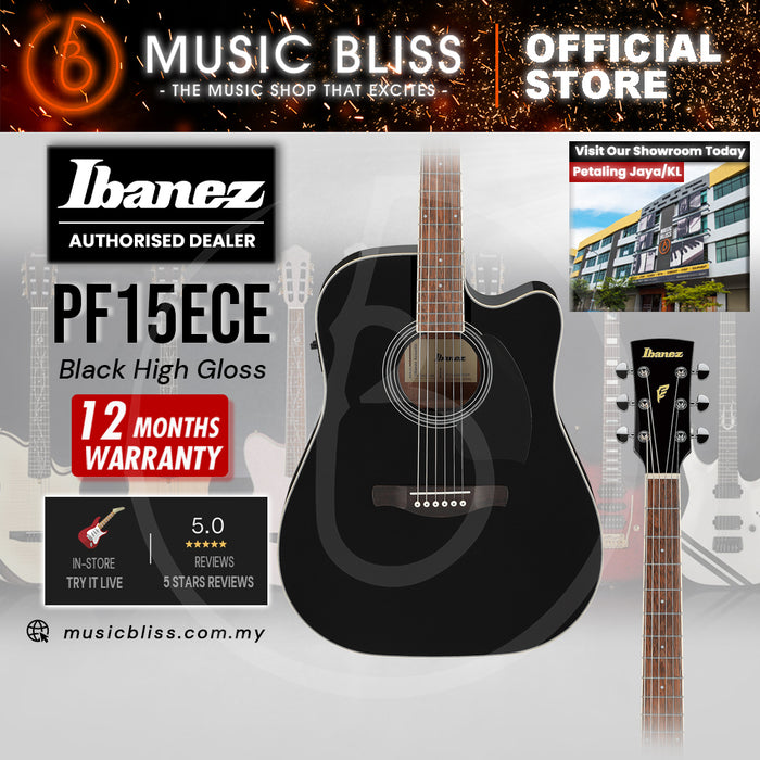 Ibanez PF15ECE Acoustic-Electric Guitar - Black High Gloss