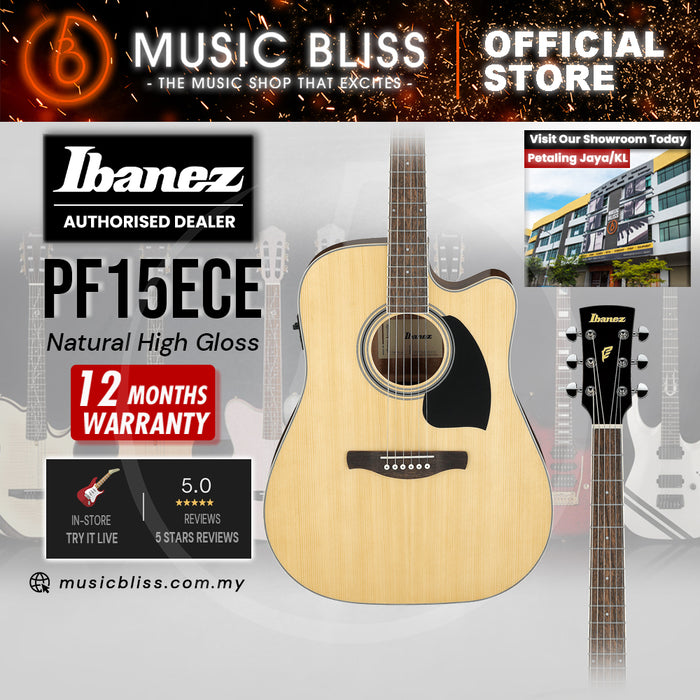 Ibanez PF15ECE Acoustic-Electric Guitar - Natural High Gloss