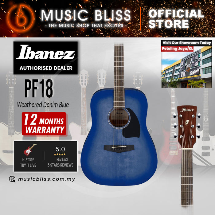 Ibanez PF18 Acoustic Guitar - Weathered Denim Blue