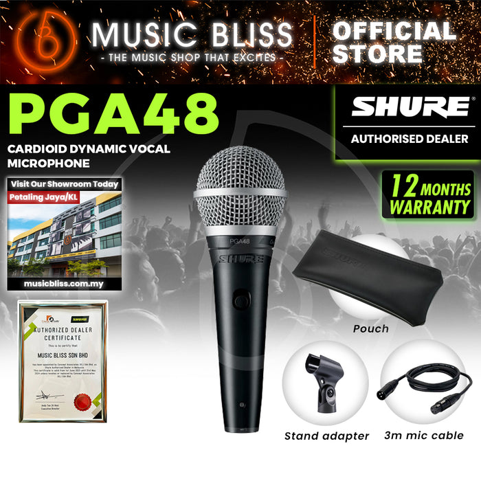 Shure PGA48-LC Cardioid Dynamic Vocal Microphone with Mic Cable