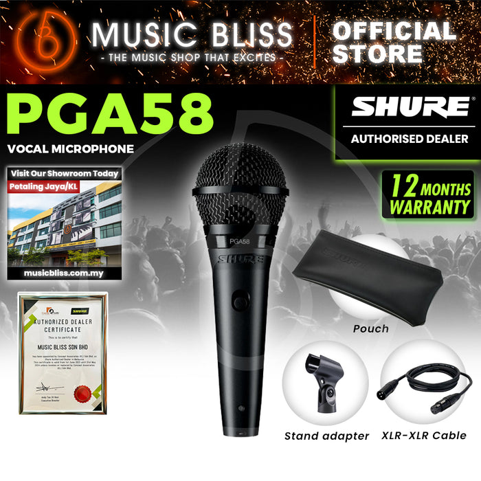 Shure PGA58-LC Cardioid Dynamic Vocal Microphone with Mic Cable